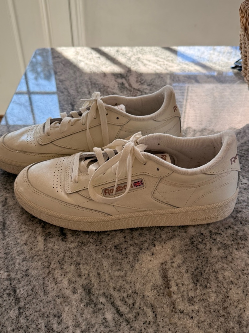 Reebok Club C 85 Classic White Leather Sneakers- Rose Gold